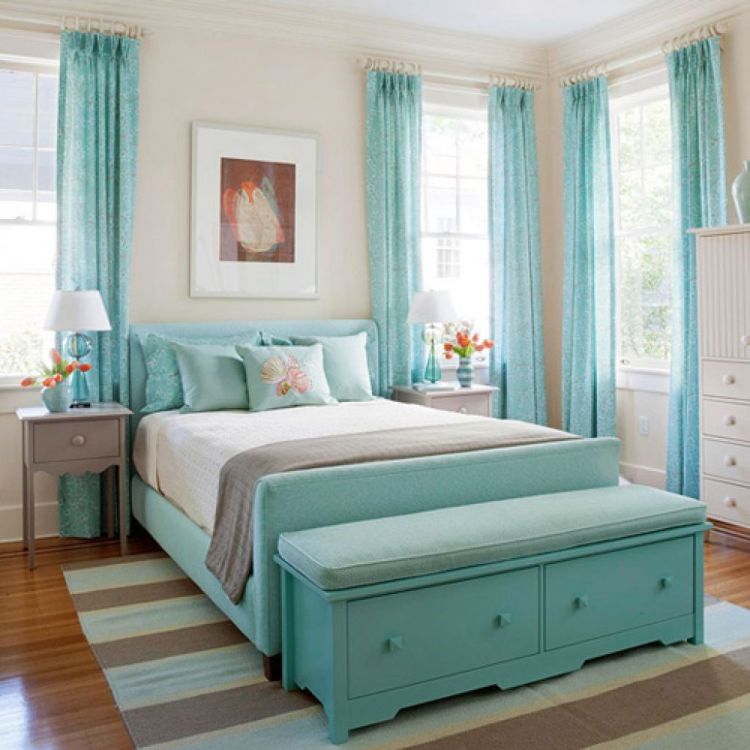 Blue Curtains Girls Bedrooms Color Blue With Blue Bed On The Stripped Rug On The Wooden Floor Can Add The Beauty Inside Bedroom Design Ideas With Modern Wallpaper Helda Site Furnitures